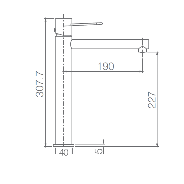 Monomando lavabo alto MILOS STICK cromo - BDYS045-3 2