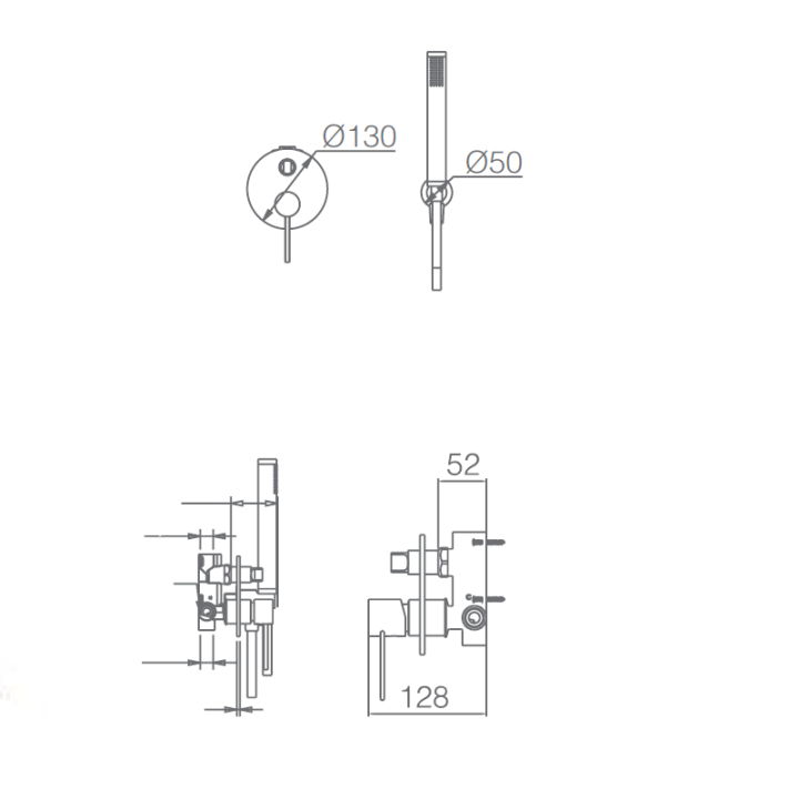 Kit monomando ducha empotrado 2-vías MILOS cromo - GPMS045 2