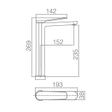 Monomando lavabo alto DINAMARCA blanco mate - BDR031-3BL 2