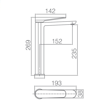 Monomando lavabo alto DINAMARCA blanco mate - BDR031-3BL