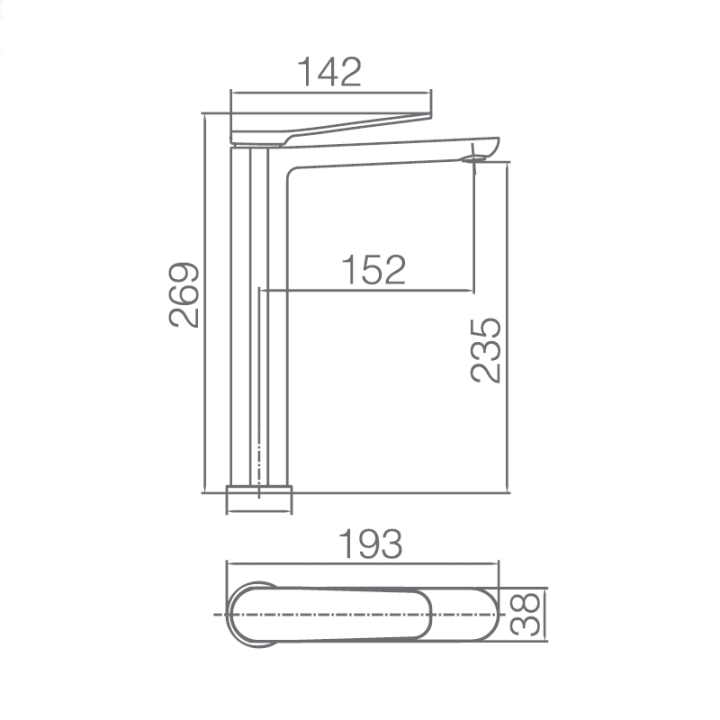 Monomando lavabo alto DINAMARCA blanco mate - BDR031-3BL 2