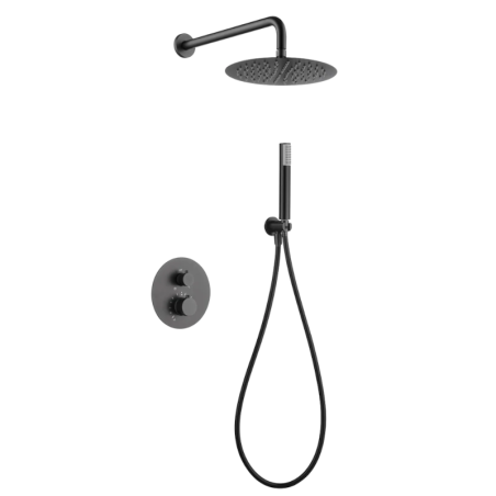 Kit termostático ducha empotrado 2-vías LINE Black Gun Metal - GTD038/BGM