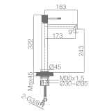 Monomando lavabo alto LINE gris mate/champagne - BDD038-3GC - Imex