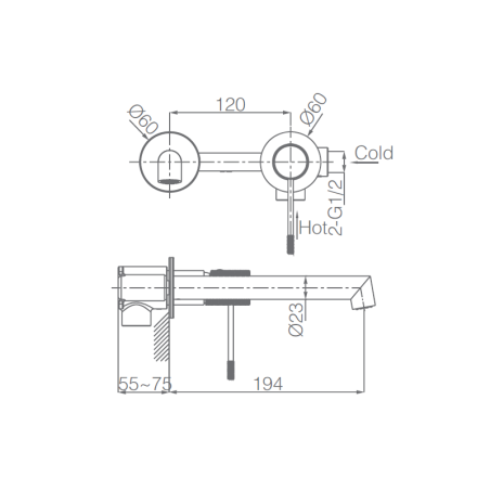 Monomando lavabo empotrado LINE negro mate - GLD038/NG