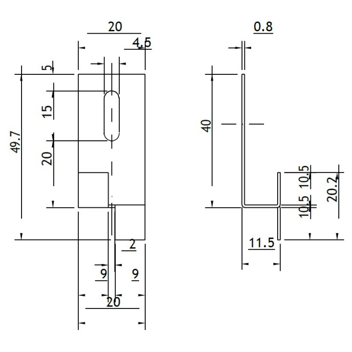 Grapa intermedia oculta 40x12 mm. 2