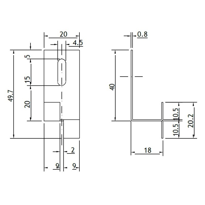 Grapa intermedia vista 40x18 mm. 2