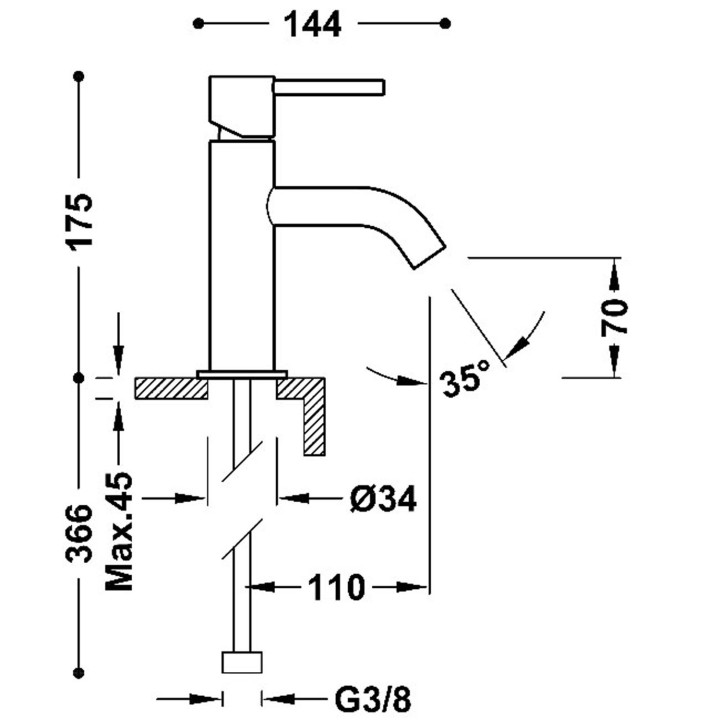 Monomando lavabo STUDY-TRES negro mate - 26290301NM 2
