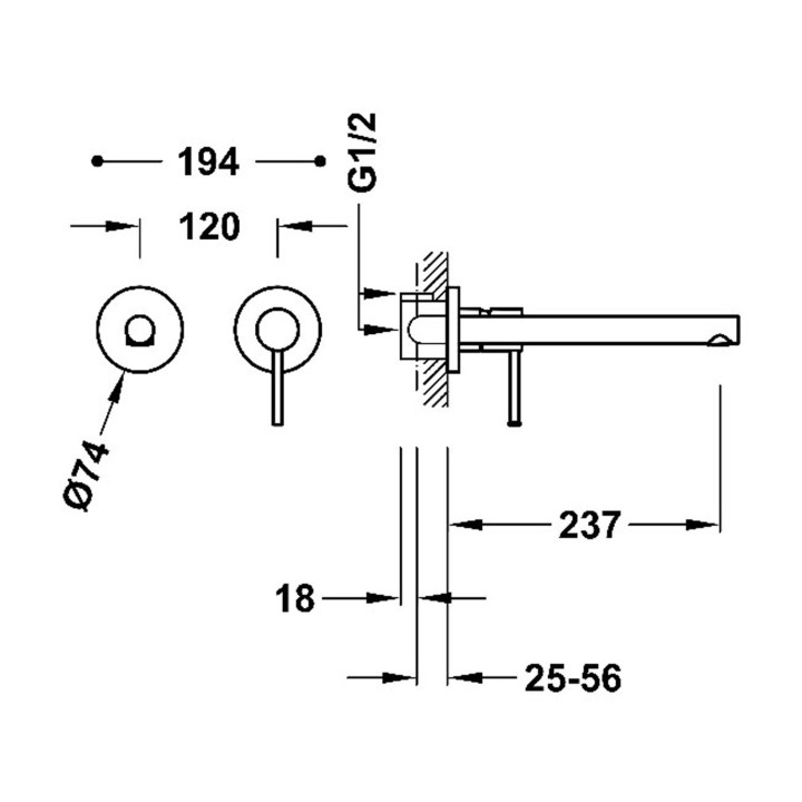 Monomando lavabo empotrado MAX cromo - 0623002* 4