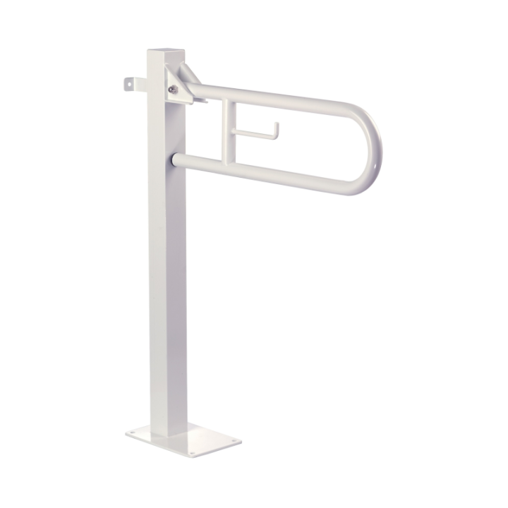 Barra de apoyo abatible vertical con columna fija blanco - Mediclinics 1