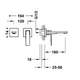 Monomando lavabo empotrado SLIM-TRES oro mate - 2023002*OM 2