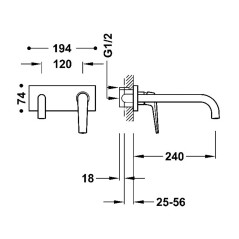 Monomando lavabo empotrado FUJI-TRES acero - 2813002*AC -TRES