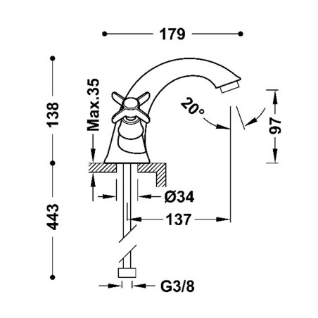 Bimando lavabo TRES-CLASIC cromo - 24210201