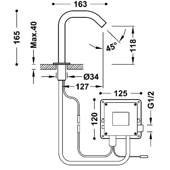 Grifo lavabo electrónico TRES 1 agua cromo - 39210303 1