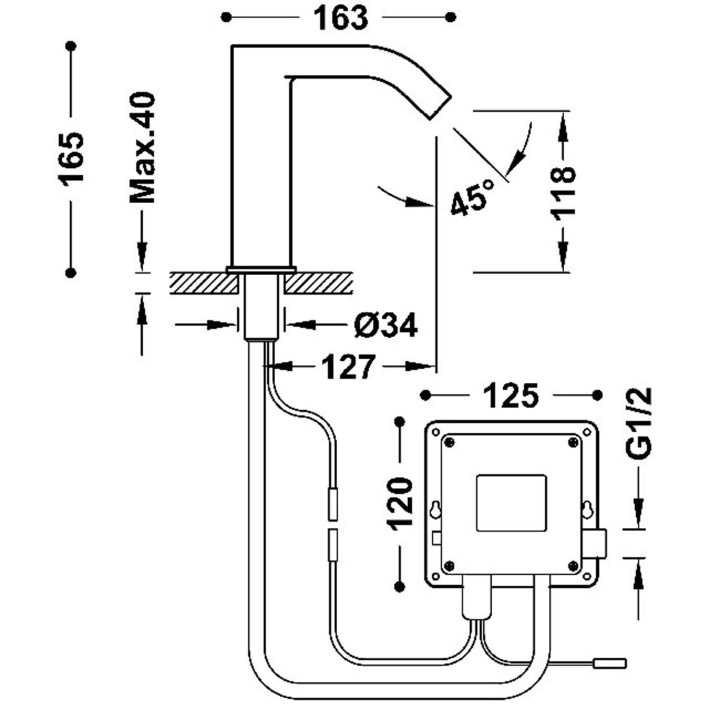 Grifo lavabo electrónico TRES 1 agua cromo - 39210305 2