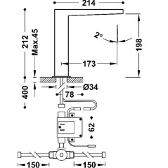Grifo lavabo electrónico SLIM sistema premezclador oro mate - 20261320OM