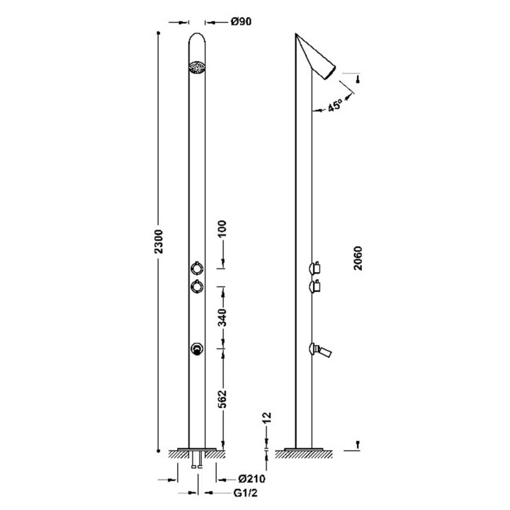 Columna ducha jardín piscina TRES acero inox 316 - 13499501 2