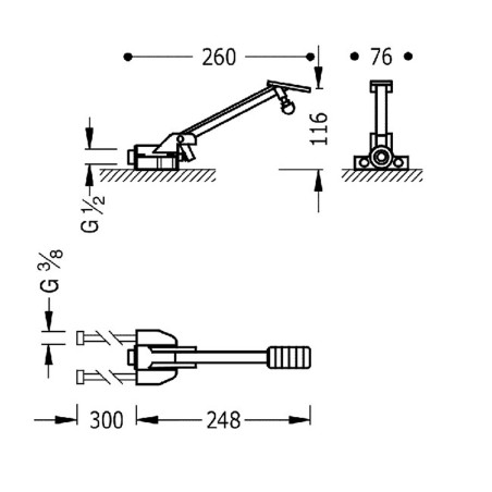 Grifo pedal mezclador 2 aguas TRES cromo - 112370