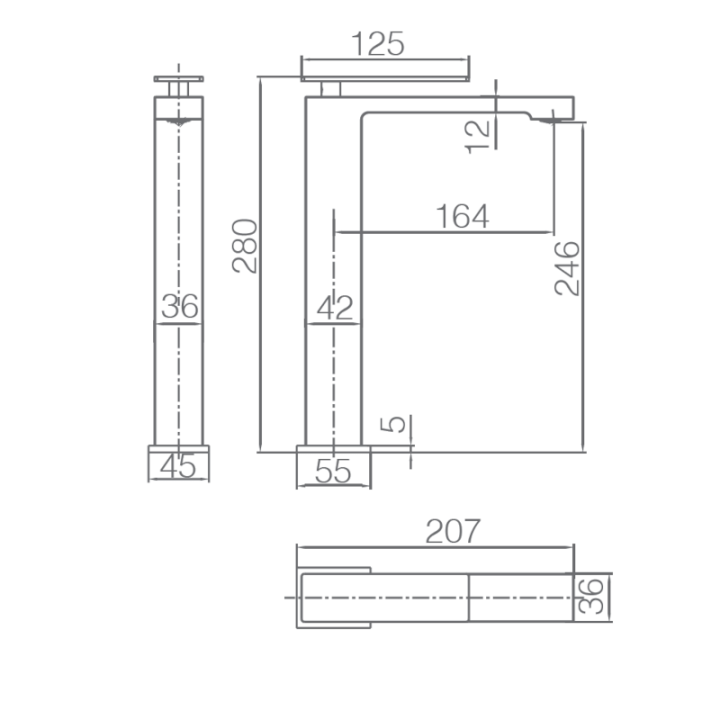 Monomando lavabo alto PISA cromo - BDP048-3 3