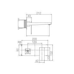 Monomando lavabo empotrado PISA oro cepillado - GLP048/OC - Imex
