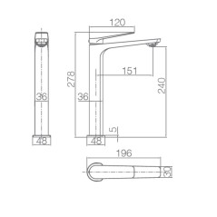 Monomando lavabo alto NAPOLES cromo - BDN047-3