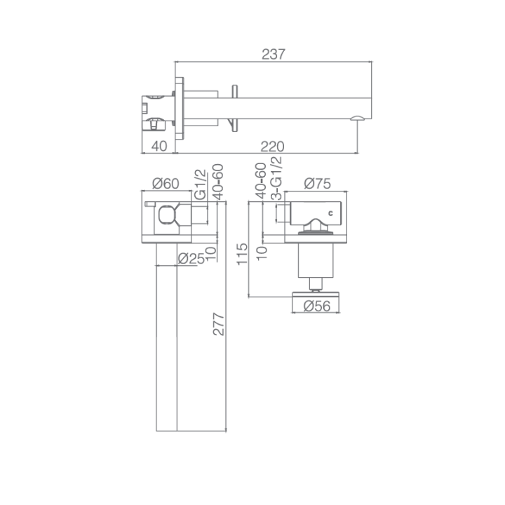 Monomando lavabo empotrado OLIMPO cromo - GLC033 4