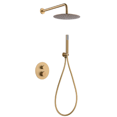 Kit termostático ducha empotrado 2-vías LINE oro cepillado - GTD038/OC - Imex