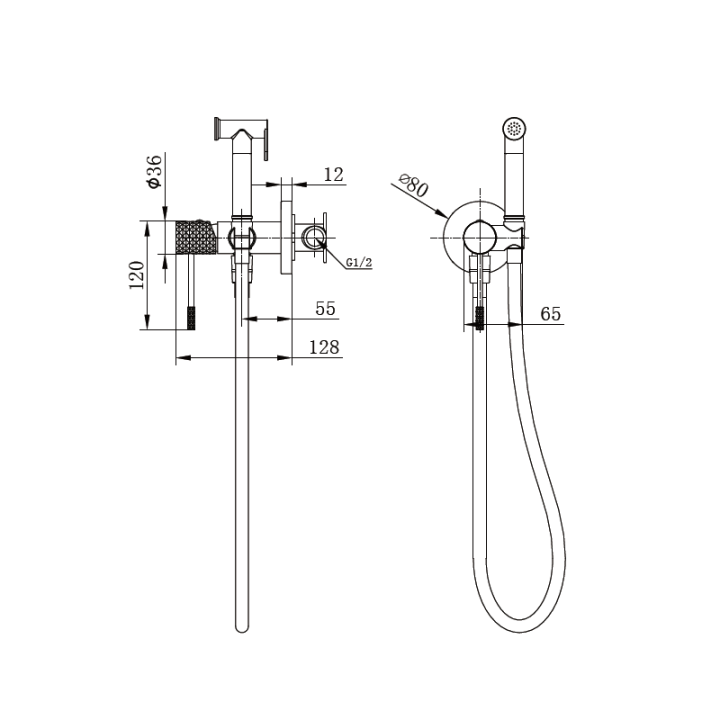 Monomando empotrar para bidé GENOVA negro mate - RDG053/NG 2