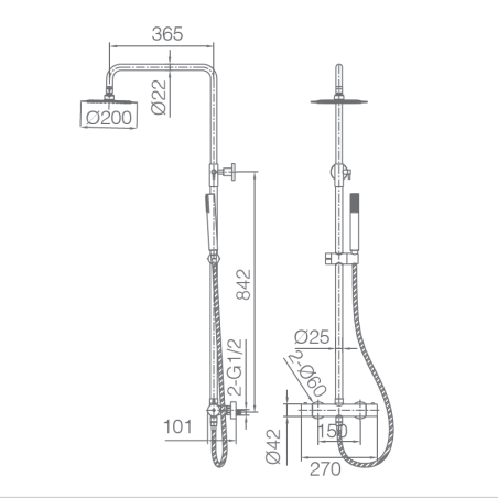 Conjunto termostático ducha GENOVA oro cepillado - BTG053/OC