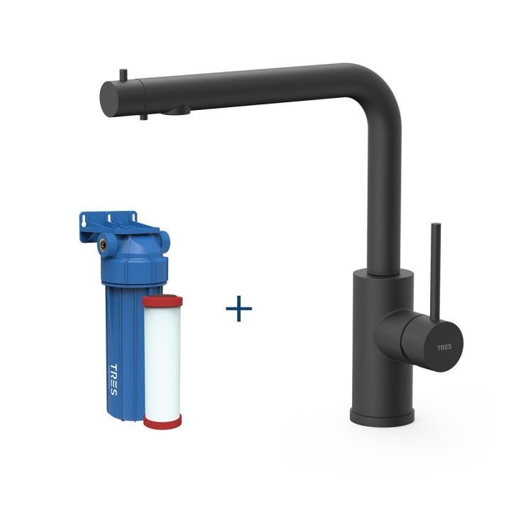 Monomando fregadero osmosis con filtro TRES negro mate - 23045403NM 1