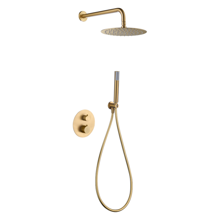 Kit termostático ducha empotrado 2-vías GENOVA oro cepillado - GTG053/OC 1