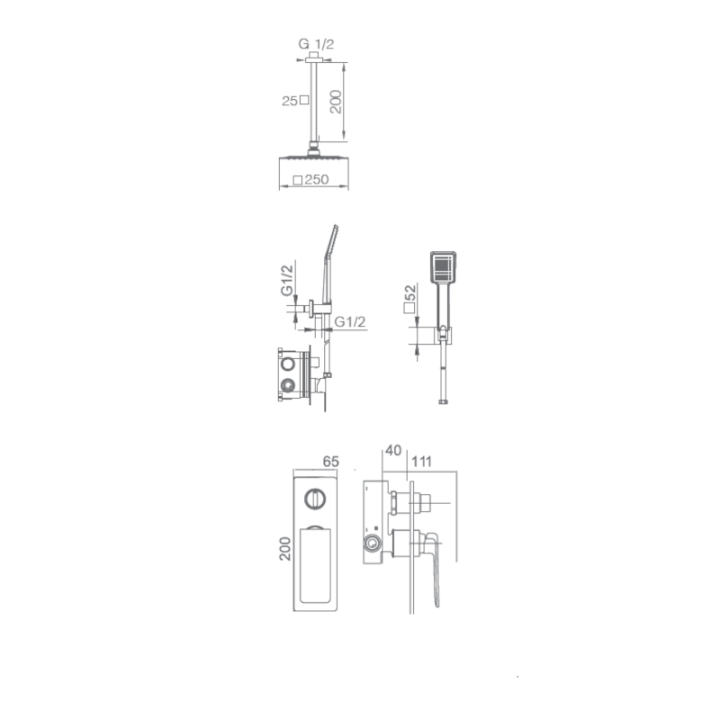 Kit monomando ducha empotrado 2-vías NADI cromo - GPN058 2