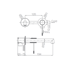 Monomando lavabo empotrado LINE oro rosa cepillado - GLD038/ORC
