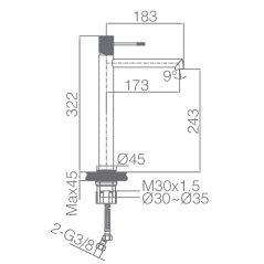 Monomando lavabo alto LINE oro rosa cepillado - BDD038-3ORC