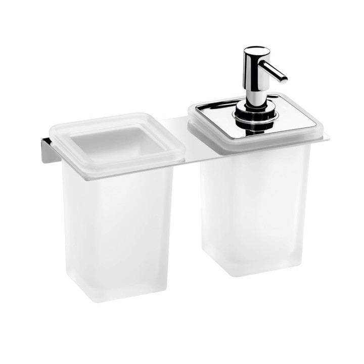 Dosificador + Portavaso pared PLEXO cromo - PL-89 1