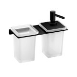 Dosificador + Portavaso pared PLEXO negro - PL-89NG 1