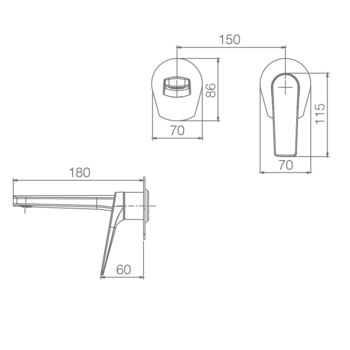 Monomando lavabo empotrado DELOS acero s316 - GLD055/AC 2