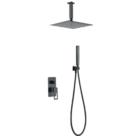 Kit monomando ducha empotrado 2-vías ESTOCOLMO negro mate - BDES37-6NG - Imex