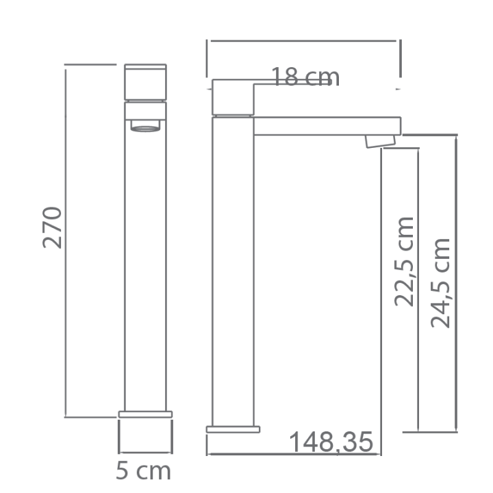 Monomando lavabo alto VALENCIA cromo - BDV003-3 2