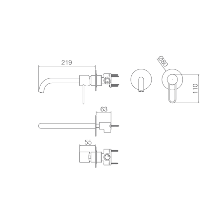 Monomando lavabo empotrado MOSCU acero S316 - GLT023/AC