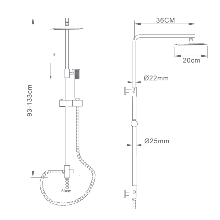 Conjunto barra ducha MINSK cromo - BDK010 2