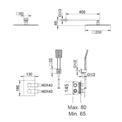 Kit termostático ducha empotrado 2-vías CIES blanco mate - GPC009/BL
