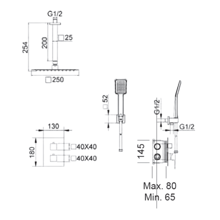 Kit termostático ducha empotrado 2-vías ONS cromo - GPC010
