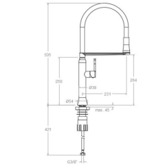 Monomando fregadero caño extraíble MAGNET bronce - 386801MACU