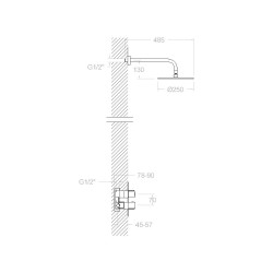 Kit termostático ducha empotrado 1-vía URBAN CHIC oro cepillado - K2124012OC