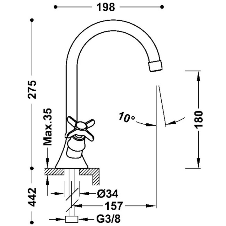 Bimando lavabo TRES-CLASIC latón viejo mate - 24210901LM 2