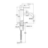 Monomando lavabo TUBE dorado - 40107/G 2