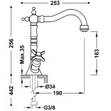 Bimando lavabo TRES-CLASIC latón viejo mate - 24210902LM 2