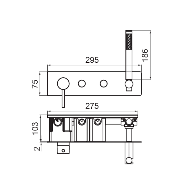 Kit monomando ducha empotrado 2-vías TUBE níquel - 40148/NQ 2