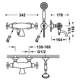 Termostático baño-ducha TRES-CLASIC latón viejo mate - 24217409LM 2