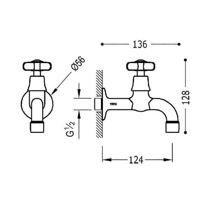 Monomando lavadero TRES-CLASIC latón viejo mate - 24252001LM 2